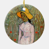 Van Gogh, Young Girl Standing; Background of Wheat Keramisch Ornament (Achterkant)