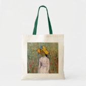 Van Gogh, Young Girl Standing; Background of Wheat Tote Bag (Voorkant)
