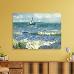 Van Gogh Zeegezicht bij Saintes Maries de la Mer Canvas Afdruk