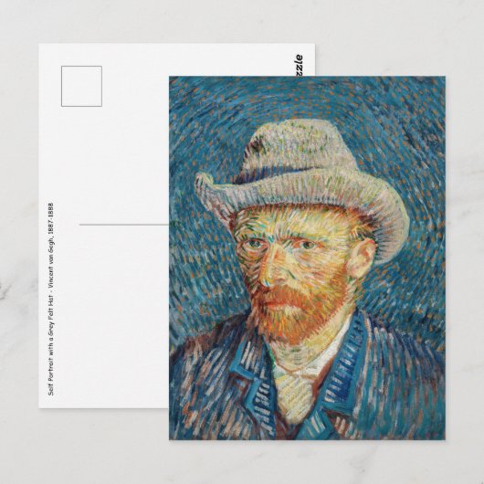 Van Gogh - Zelfportret met een grijze vilten hoed Briefkaart (Voorkant / Achterkant)