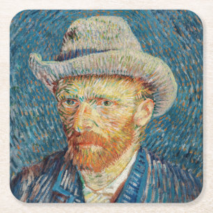 Van Gogh - Zelfportret met een grijze vilthoed Kartonnen Onderzetters