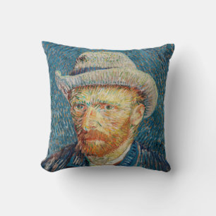 Van Gogh - Zelfportret met een grijze vilthoed Kussen