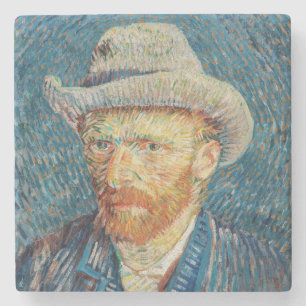 Van Gogh - Zelfportret met een grijze vilthoed Stenen Onderzetter