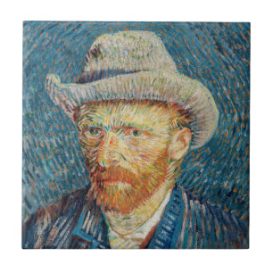Van Gogh - Zelfportret met een grijze vilthoed Tegeltje