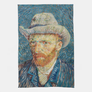 Van Gogh - Zelfportret met een grijze vilthoed Theedoek