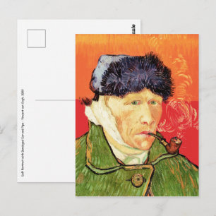 Van Gogh - Zelfportret met gebandateerde oorspijn Briefkaart