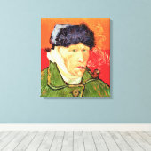 Van Gogh - Zelfportret met gebandateerde oorspijn Canvas Afdruk (Insitu (Houten vloer))