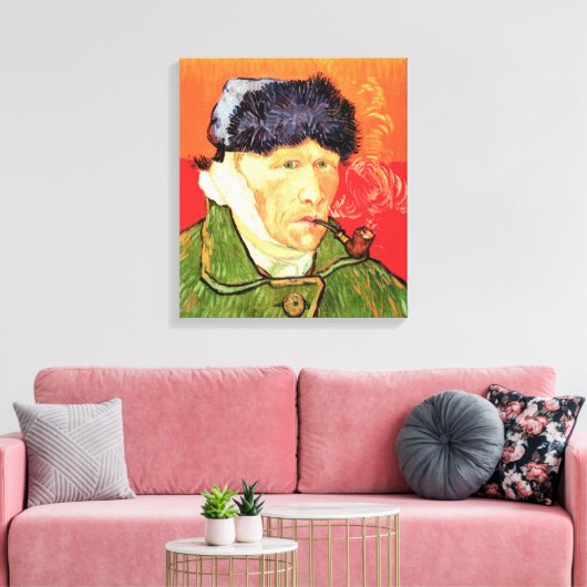 Van Gogh - Zelfportret met gebandateerde oorspijn Canvas Afdruk (Insitu (Woonkamer))