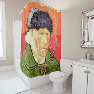 Van Gogh - Zelfportret met gebandateerde oorspijn Douchegordijn