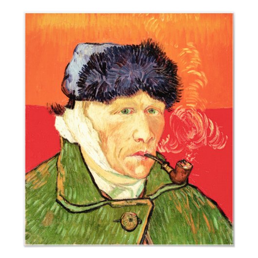 Van Gogh - Zelfportret met gebandateerde oorspijn Foto Afdruk (Voorkant)