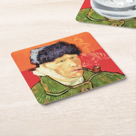Van Gogh - Zelfportret met gebandateerde oorspijn Kartonnen Onderzetters (Schuin)