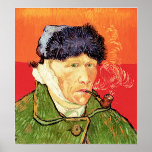 Van Gogh - Zelfportret met gebandateerde oorspijn Poster