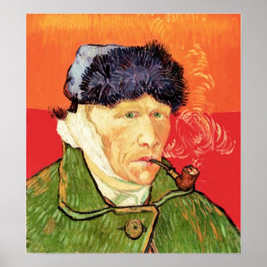 Van Gogh - Zelfportret met gebandateerde oorspijn Poster (Voorkant)