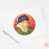 Van Gogh - Zelfportret met gebandateerde oorspijn Ronde Sticker (Envelop)
