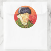 Van Gogh - Zelfportret met gebandateerde oorspijn Ronde Sticker (Tas)