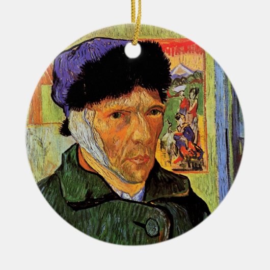 Van Gogh; Zelfportret met gebandatuurde oren Keramisch Ornament (Voorkant)