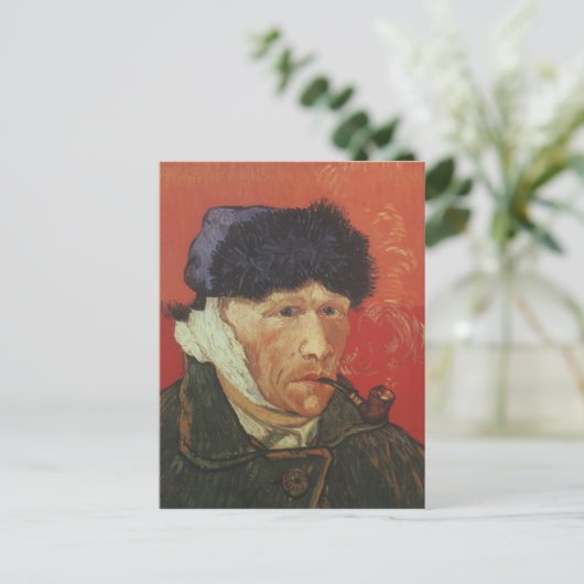 VAN GOGH - zelfportret met gelinkt oor en pijp Briefkaart (Staand voorkant)