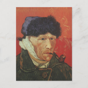 VAN GOGH - zelfportret met gelinkt oor en pijp Briefkaart