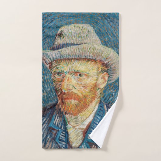 Van Gogh - Zelfportret met grijs Pet Bad Handdoek (Handdoek)