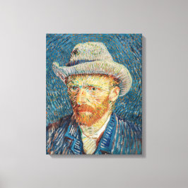 Van Gogh - Zelfportret met grijs Pet Canvas Afdruk