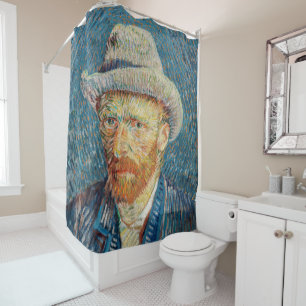 Van Gogh - Zelfportret met grijs Pet Douchegordijn