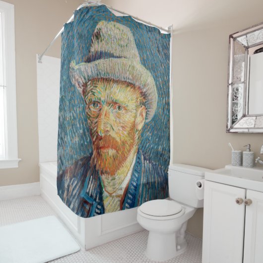 Van Gogh - Zelfportret met grijs Pet Douchegordijn (In situ)