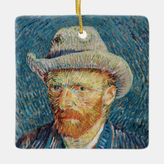 Van Gogh - Zelfportret met grijs Pet Keramisch Ornament (Voorkant)