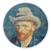 Van Gogh - Zelfportret met grijs Pet Keramische Knop (Voorkant)