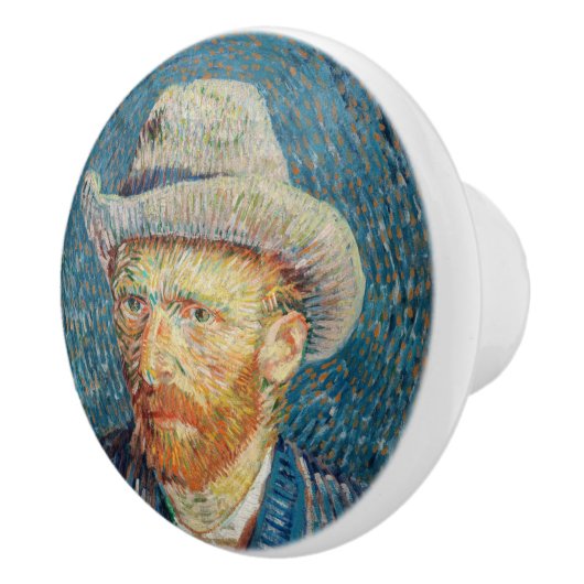 Van Gogh - Zelfportret met grijs Pet Keramische Knop (Rechts)