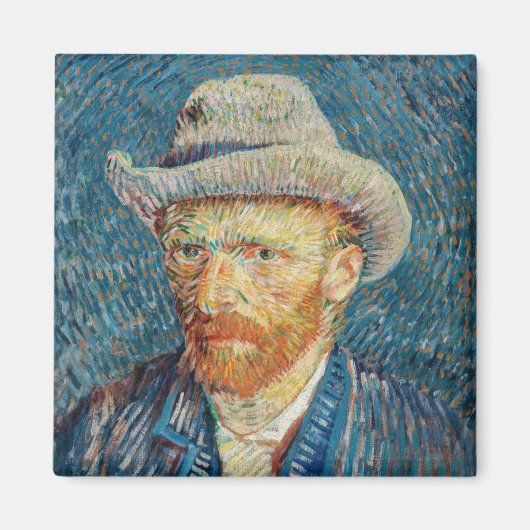Van Gogh - Zelfportret met grijs Pet Magneet (Voorkant)