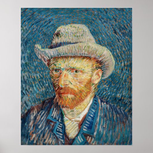 Van Gogh - Zelfportret met grijs Pet Poster (Voorkant)
