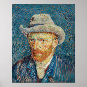 Van Gogh - Zelfportret met grijs Pet Poster