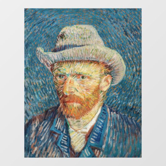 Van Gogh - Zelfportret met grijs Pet Raamsticker (Vel)