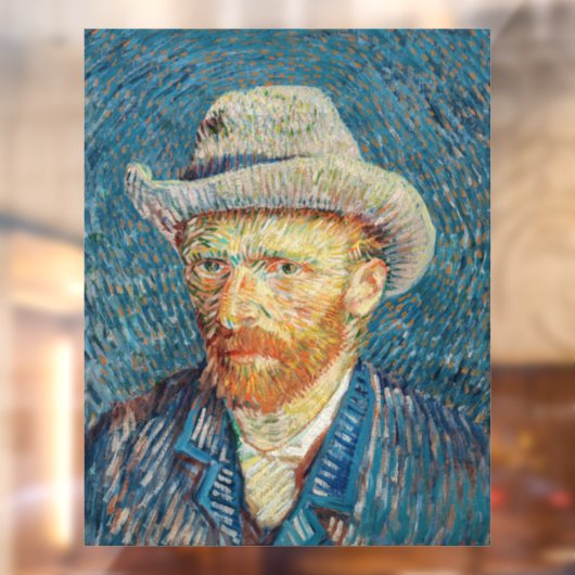 Van Gogh - Zelfportret met grijs Pet Raamsticker (Vel 2)