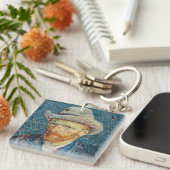 Van Gogh - Zelfportret met grijs Pet Sleutelhanger (Voorkant Rechts)