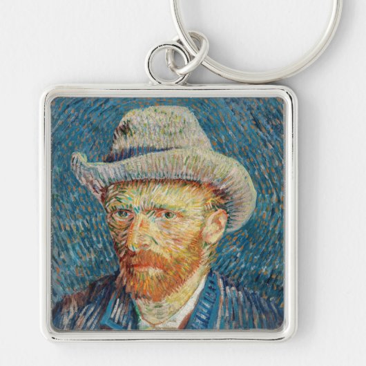 Van Gogh - Zelfportret met grijs Pet Sleutelhanger (Voorkant)