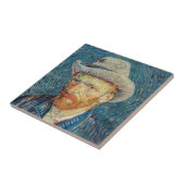 Van Gogh - Zelfportret met grijs Pet Tegeltje (Zijkant)