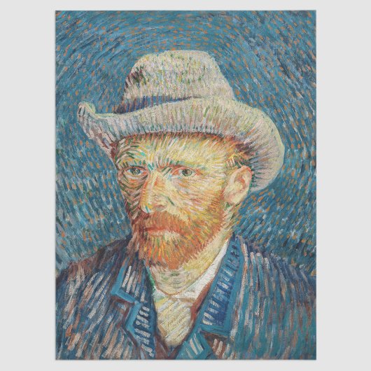 Van Gogh - Zelfportret met grijs Pet Tissuepapier
