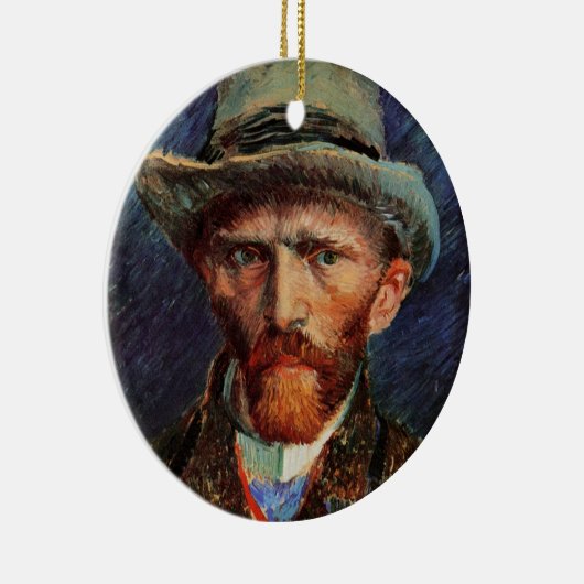 Van Gogh; zelfportret met grijs smeltPet Keramisch Ornament (Rechts)