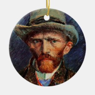 Van Gogh; zelfportret met grijs smeltPet Keramisch Ornament