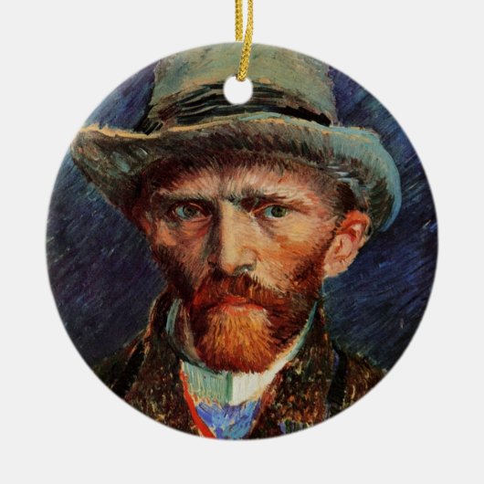 Van Gogh; zelfportret met grijs smeltPet Keramisch Ornament (Voorkant)