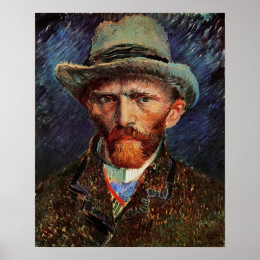 Van Gogh; zelfportret met grijs smeltPet Poster (Voorkant)