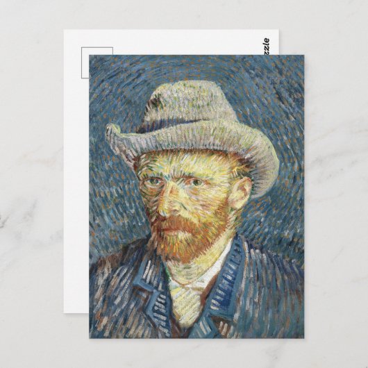 Van Gogh Zelfportret met grijs vilt Pet Briefkaart (Voorkant / Achterkant)