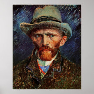 Van Gogh; Zelfportret met grijze vilt hoed Poster