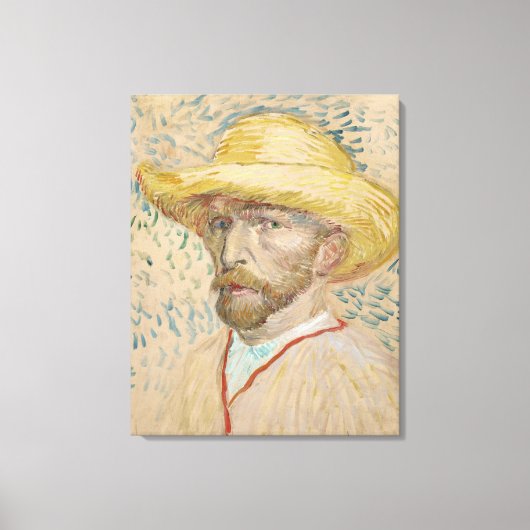 Van Gogh Zelfportret met stro-pet Canvas Afdruk (Voorkant)