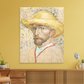 Van Gogh Zelfportret met stro-pet Canvas Afdruk (Insitu (Woonkamer))