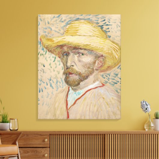 Van Gogh Zelfportret met stro-pet Canvas Afdruk (Insitu (Woonkamer))
