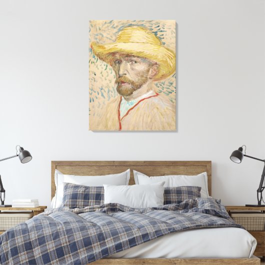 Van Gogh Zelfportret met stro-pet Canvas Afdruk (Insitu (Slaapkamer))