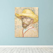 Van Gogh Zelfportret met stro-pet Canvas Afdruk (Insitu (Houten vloer))