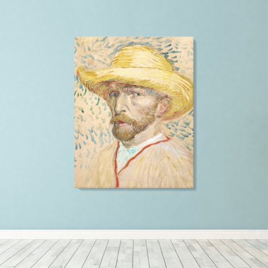 Van Gogh Zelfportret met stro-pet Canvas Afdruk (Insitu (Houten vloer))